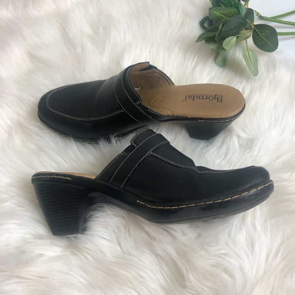 Bjorndal Black leather mule clogs size 8.5 M - Picture 2 of 8